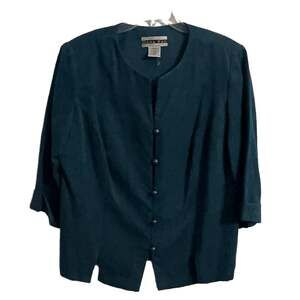 DANA KAY Vintage Plus 18W Teal Blue Button Front Short Jacket Professional Chic
